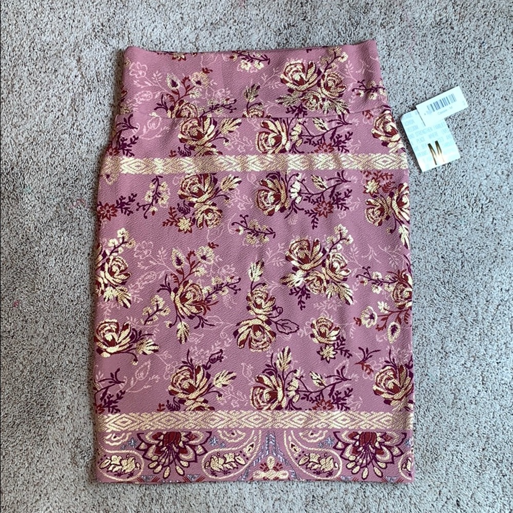 Mauve and Gold Pencil Skirt